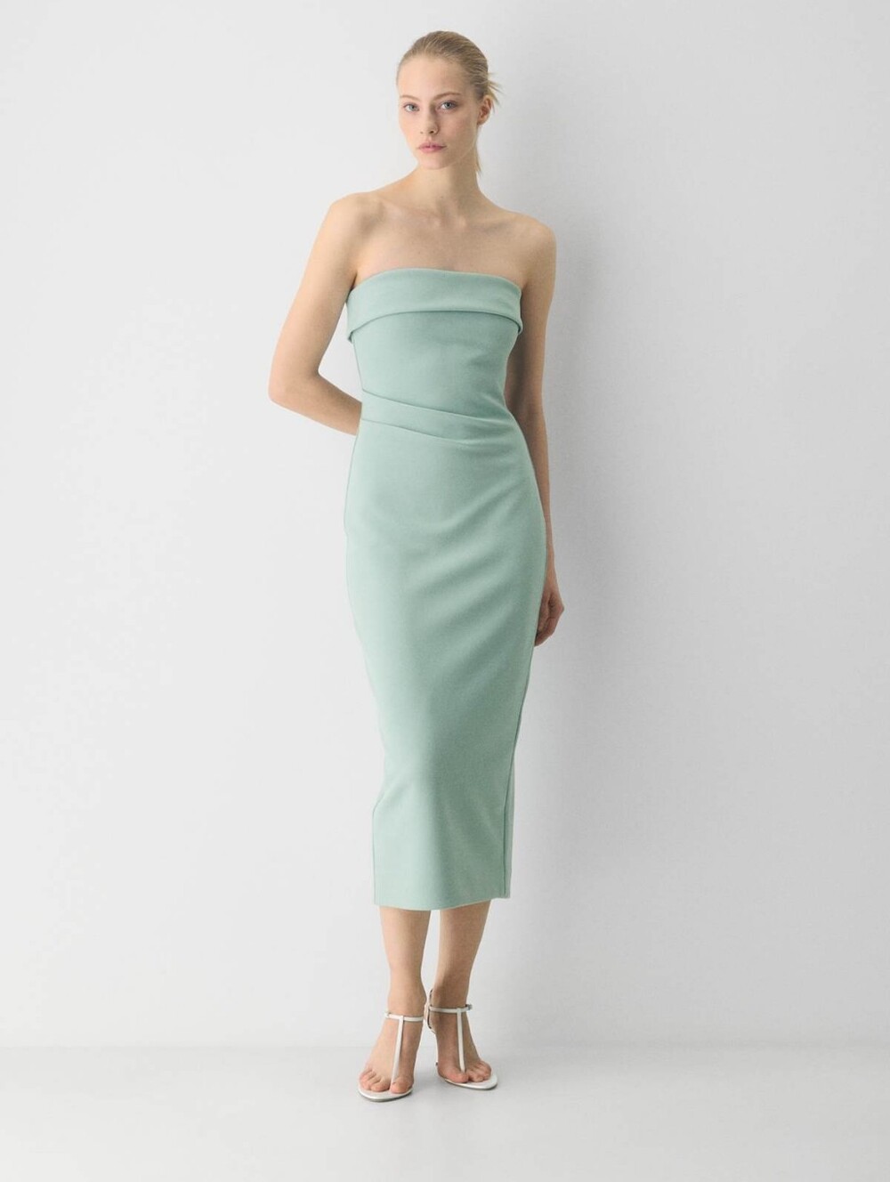 Aritzia Strapless Midi Dress in Sage